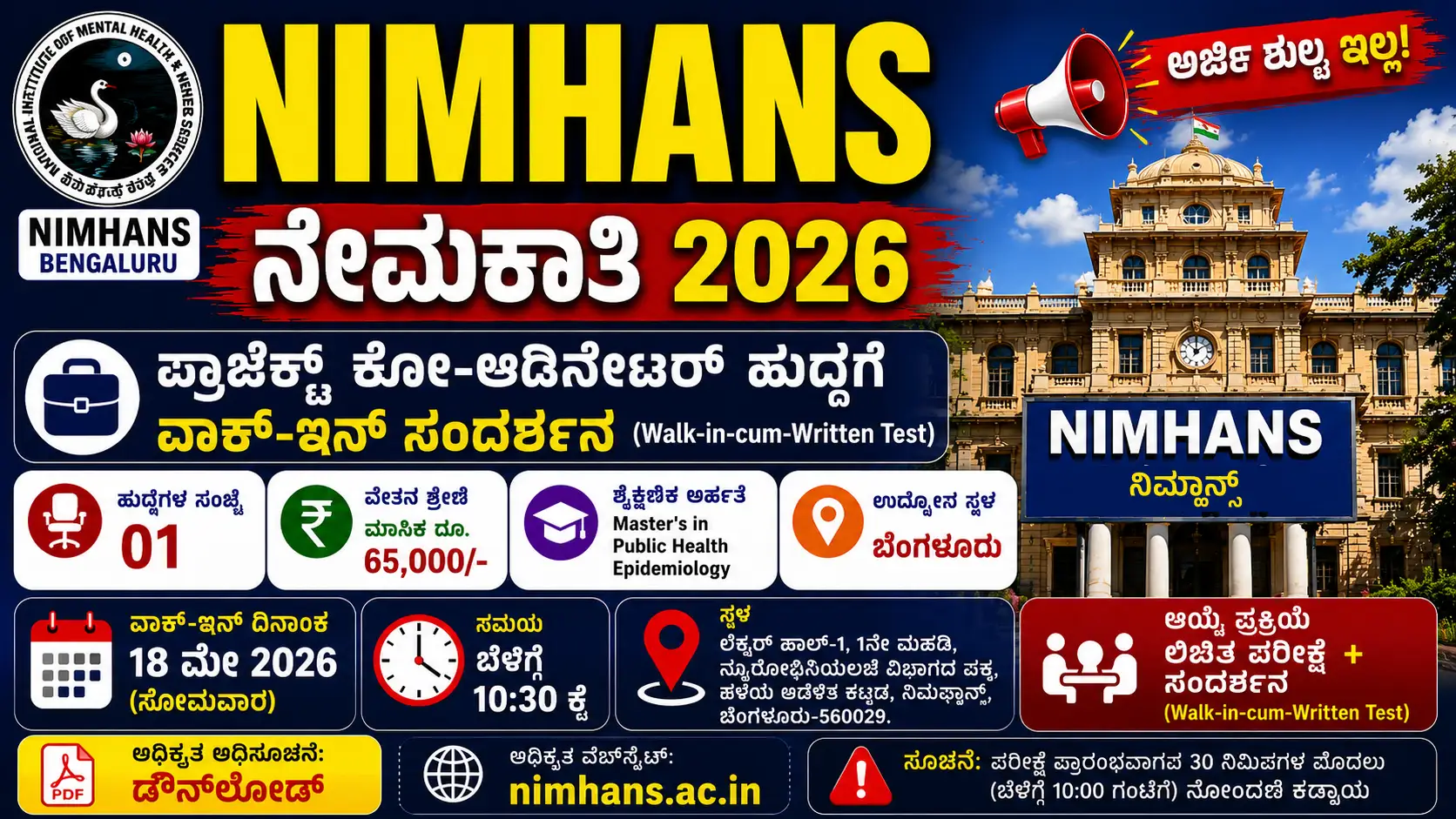 NIMHANS Recruitment 2026